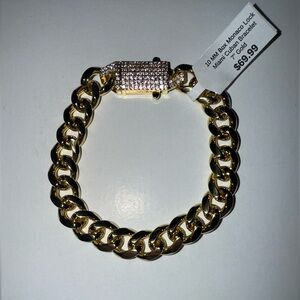 New 10mm Box Monaco Lock Miami Cuban 7” Gold Braclet